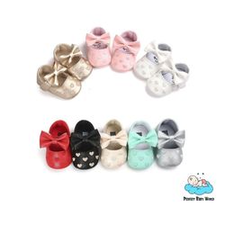 Cute Bowknot Princess Dress Baby Girl Shoes with Heart-Shaped PU Leather