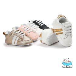 Indoor Baby Shoes Non-slip PU Belt Striped Cool Baby Sneakers