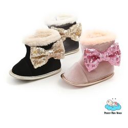 Flannel Bowknot Girl 0-18 Months Infant Crib Booties Baby