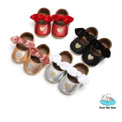 PU Leather Rubber Sole Heart-shaped Anti-slip 0-18 Months Baby Dress Shoes