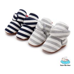 organic cotton fleece thick stripe warm lining baby booties sock cotton