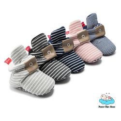 indoor booties stripe cotton soft sole warm baby booties