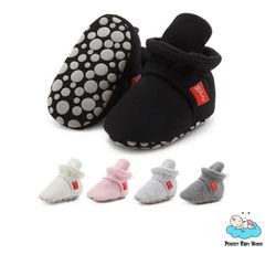 Cotton Fabric Thermal Adjustable Rope Buckle Infant Organic Baby Booties