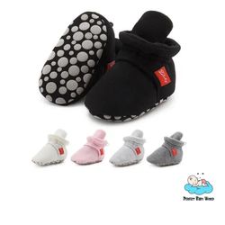 cotton fabric thermal adjustable rope buckle infant organic baby booties