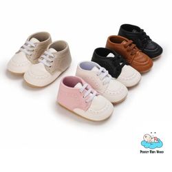 Newborn Toddler Shoes Rubber Sole PU Leather Anti-slip Casual Baby Walking Shoes