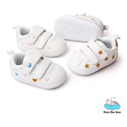 Star Pattern Outdoor Cotton Soft Bottom PU Leather White Baby Casual Shoes