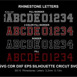 rhinestone font letters alphabet 2 color college silhouette cricut svg png cut template download digital file ss10