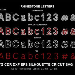 rhinestone font letters alphabet 2 color silhouette cricut svg png cut template download digital file ss10