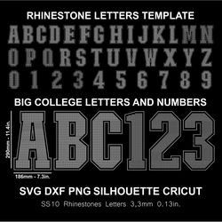 rhinestone font big letters alphabet numbers silhouette cricut svg template download cutting digital file