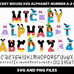 mickey minnie donalt daisy duck svg alphabet letters font svg sublimation printable bundle design download digital file