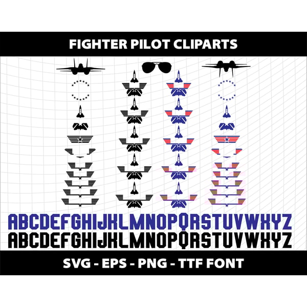 Fighter Pilot Svg Font Alphabet Letters Cliparts Svg Png TTF | Inspire ...