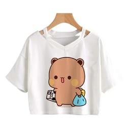 the sexy crop tops cute love bubu dudu t-shirt for women 2024