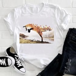 the feather bird short sleeve printing t shirt for women 24