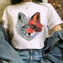 fox cartoon print t-shirt women harajuku casual 24