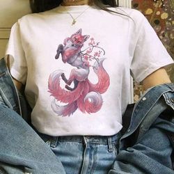 the fox cartoon print t-shirt for women harajuku 24