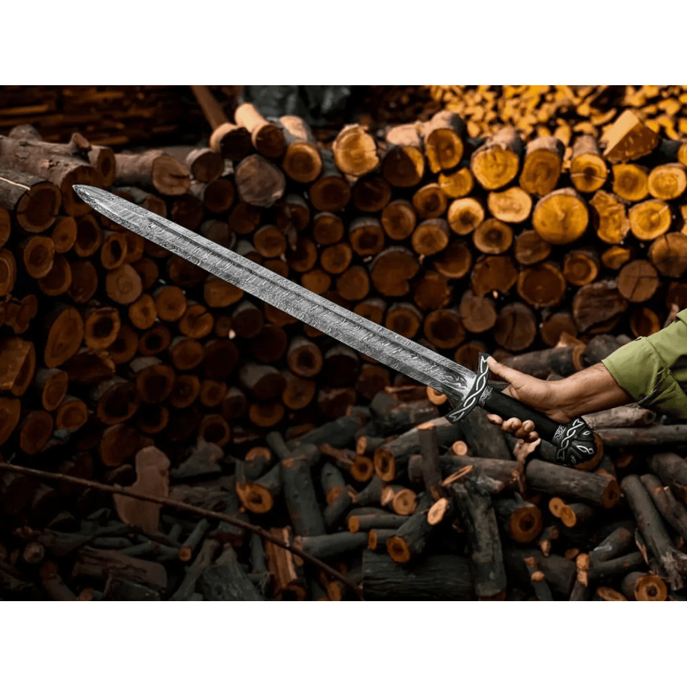 Handmade Damascus Steel Norseman Sword  Authentic Viking Design  Custom Nordic Sword For Men 0