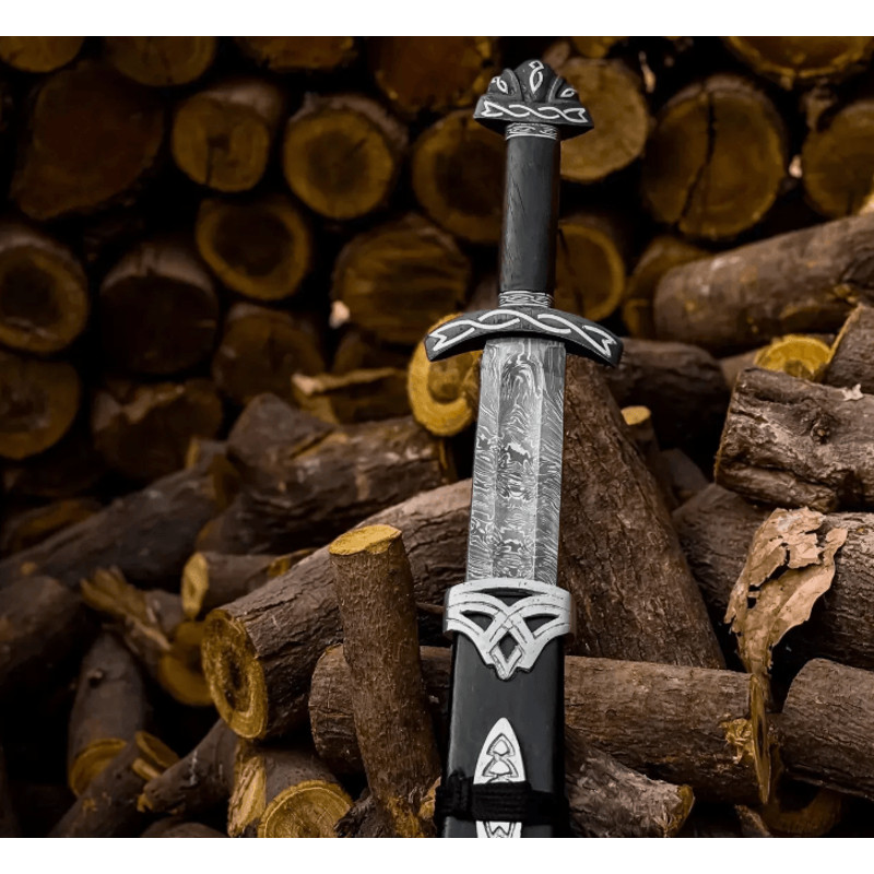 Handmade Damascus Steel Norseman Sword  Authentic Viking Design  Custom Nordic Sword For Men 4