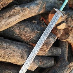 hand forged medieval fantasy sword | damascus steel blade with unique pattern collectible warrior sword with decorative