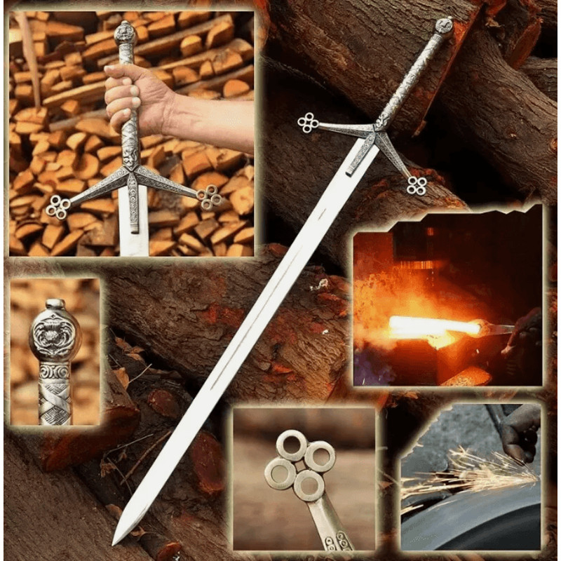 Handmade Legend Of The Seeker Scottish Claymore Sword  Stainless Steel Medieval Sword With Leather  0