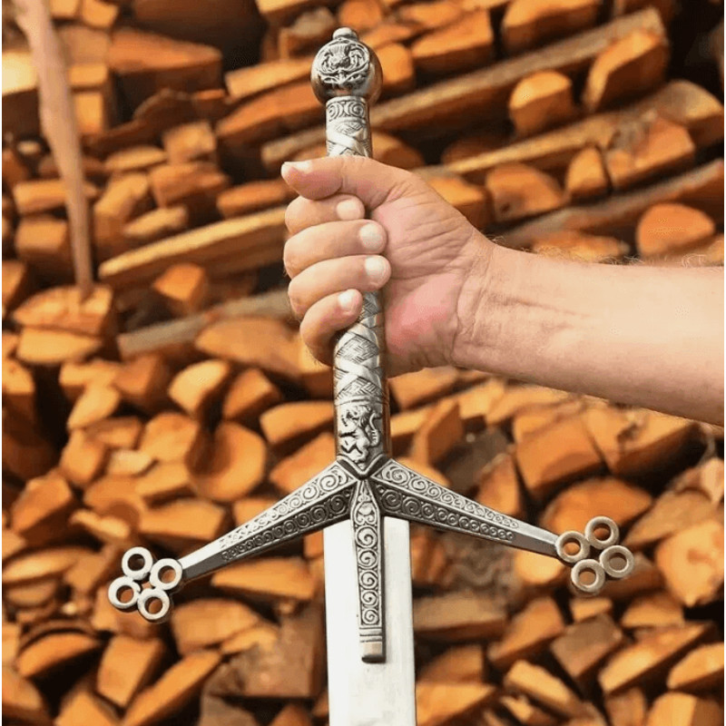 Handmade Legend Of The Seeker Scottish Claymore Sword  Stainless Steel Medieval Sword With Leather  5