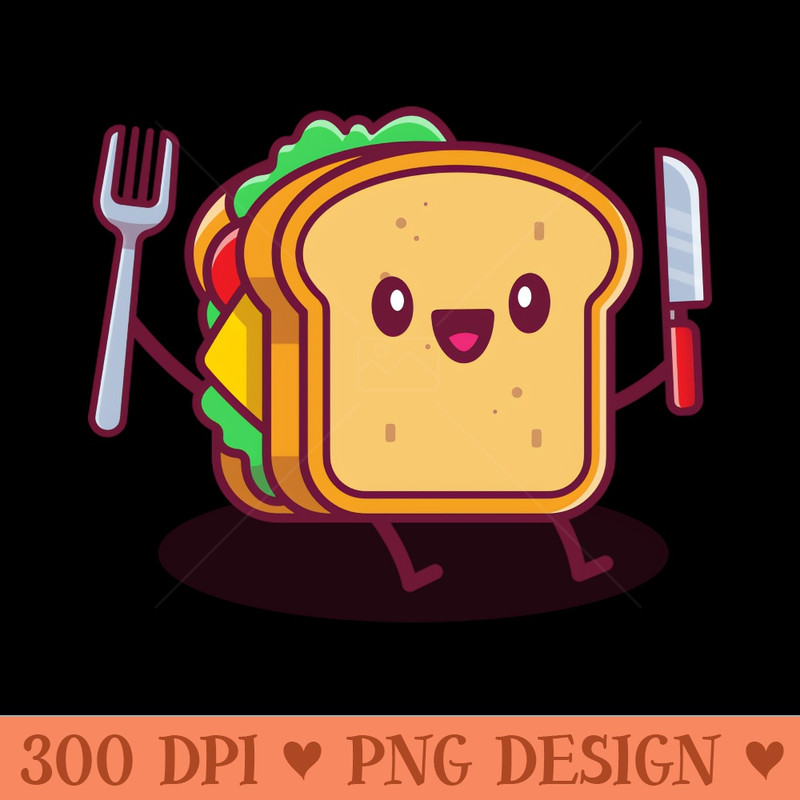Cute Sandwich Holding Knife And Fork 0078.jpg