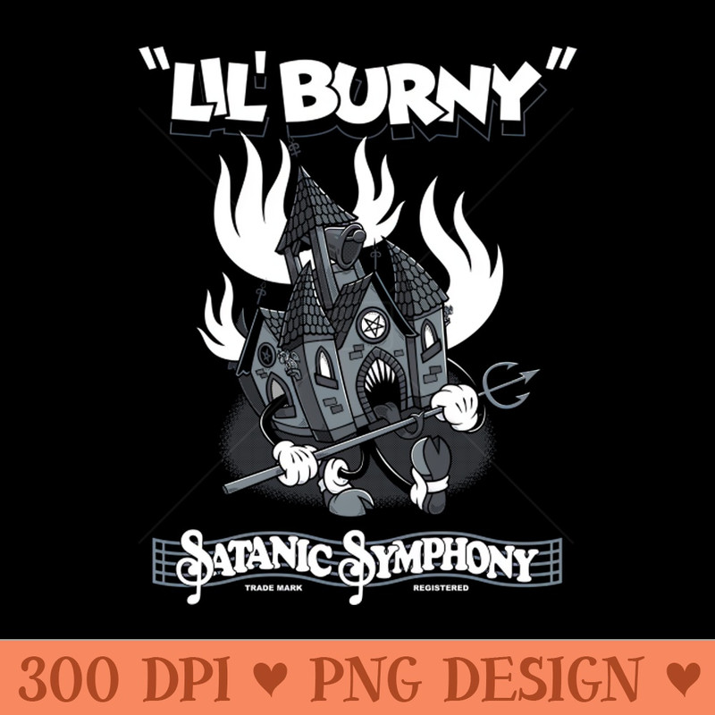Lil Burny - Satanic Symphony - Vintage Cartoon Burning Church 0212.jpg