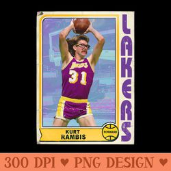 kurt rambis retro trading card - digital png download - customer support