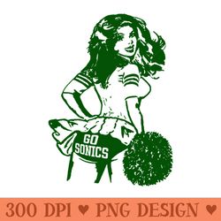 retro supersonics basketball cheerleader - png download store - flexibility