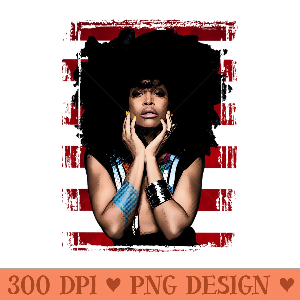 Erykah Badu-Vintage Style-Red Stripes - PNG Printables - Flexibility