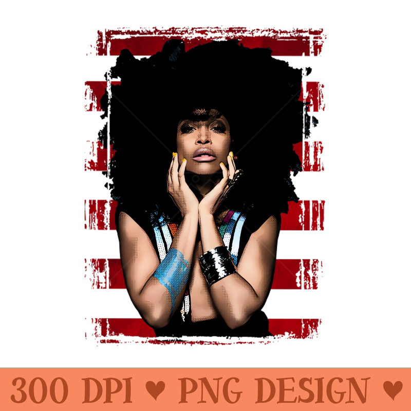 Erykah Badu-Vintage Style-Red Stripes - PNG Printables - Flexibility