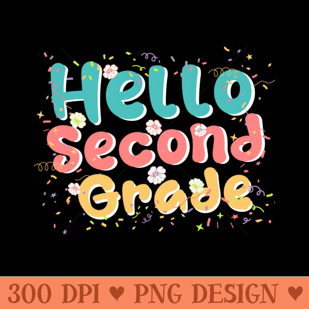 Second Grade Rainbow Girls Boys Teacher First Day Of Shool - PNG Downloadable Art - Unique