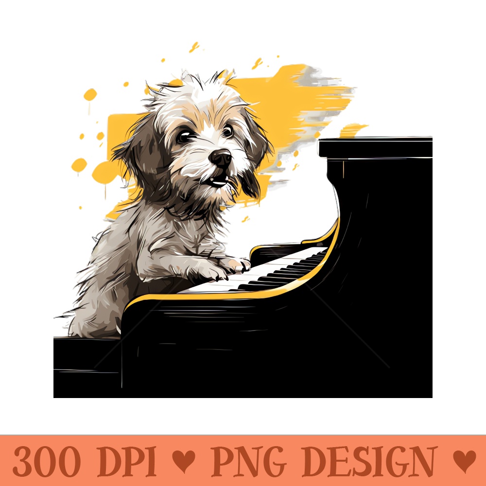 Dog playing piano - PNG Illustrations - Popularity