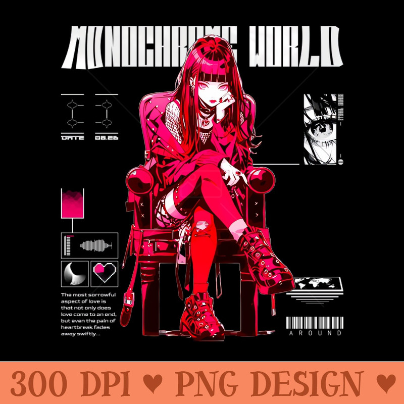 Monochrome World Cyberpunk Anime Design - Sublimation PNG Designs - Flexibility