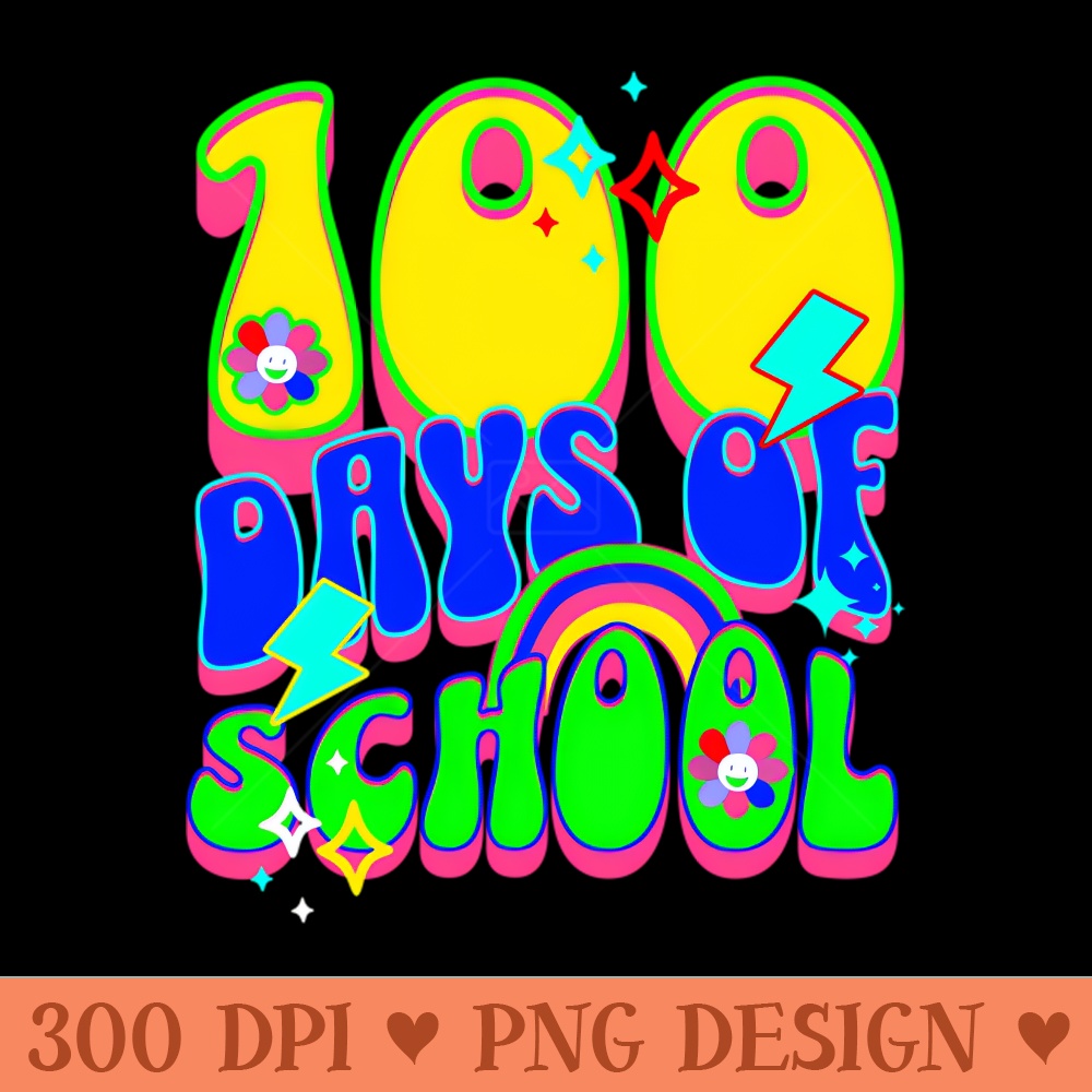 Groovy 100Th Day Of School Bright Fun Color Student Teacher - Sublimation PNG - Professional Design