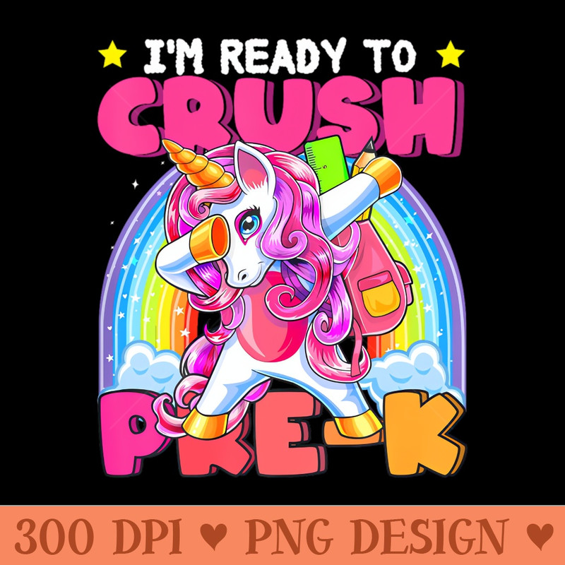 Crush Pre K Dabbing Unicorn Back To School Girls - PNG Illustrations - Good Value