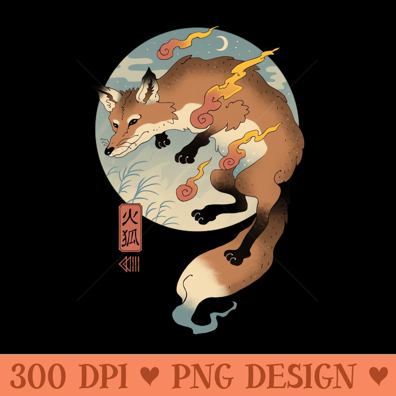 Fire Fox Ukiyoe - Instant PNG Download - Latest Updates