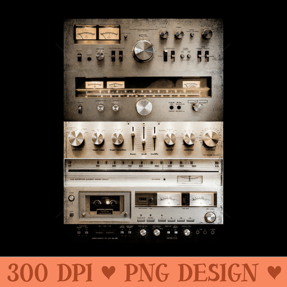 Setup Vintage Audio HiFi Sound System Mixed Media Collage - High Quality PNG - Latest Updates