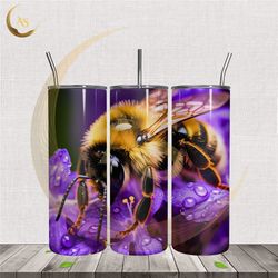 bumblebee purple flower 20oz tumbler png