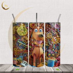 slinky dog 3d floral skinny tumbler 20oz wrap png