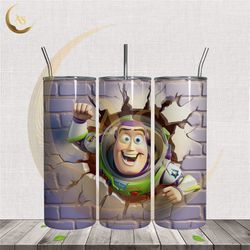 3d breaking through buzz lightyear tumbler wrap png