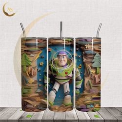 3d cartoon buzz lightyear design tumbler wrap png