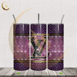 louis vuitton purple leopard pattern tumbler wrap png