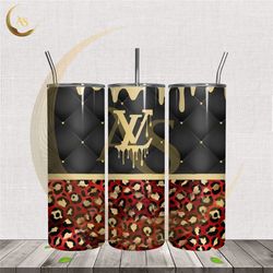 louis vuitton brand leopard pattern tumbler wrap png