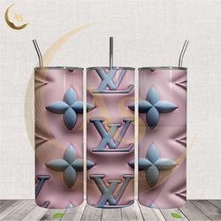 louis vuitton 3d inflated blue pattern tumbler wrap png