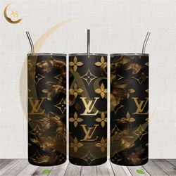 louis vuitton golden bowtie pattern tumbler wrap png