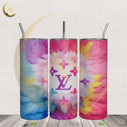 louis vuitton multicolor tie dye pattern tumbler wrap png