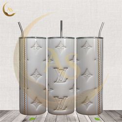 3d louis vuitton white 20oz tumbler wrap png