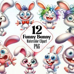 watercolor cute funny bunny clipart png
