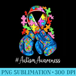autism awareness with boxing gloves for mom girls - shirt template transparent