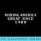 Making America Great Since 1980 Gag Trump Millennial - Printable PNG Graphics - Perfect for Sublimation Mastery